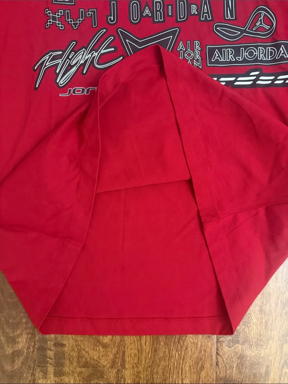 Jordan Red Short Sleeve Graphic Tee with Black & White Logos
